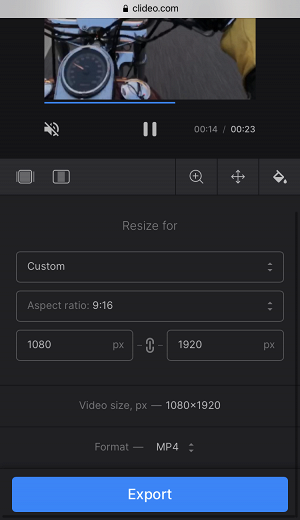 Set aspect ratio for Instagram reels
