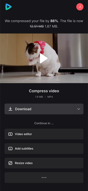 Download the compressed video back to Android device