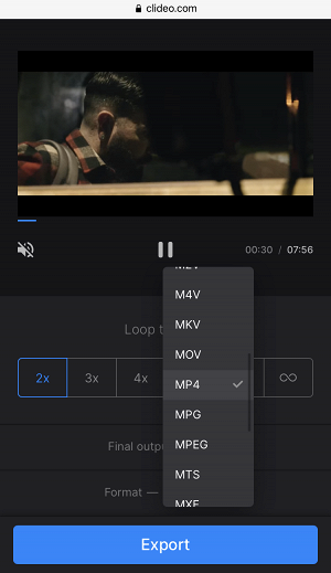 Change format of repeated YouTube video on iPhone