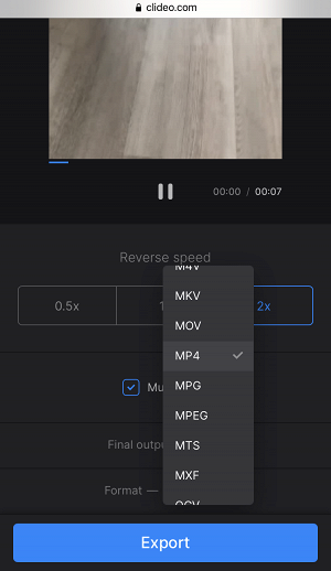 Change format of reversed Snapchat video