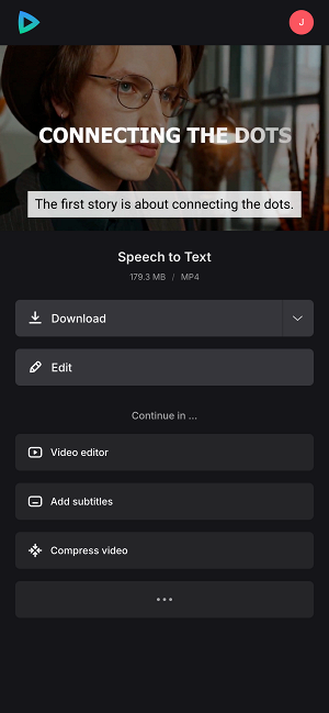 Download video file with video transcription