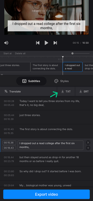 Download video transcription