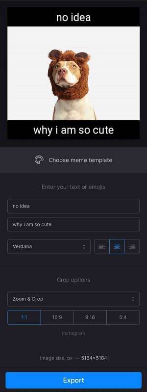Edit settings to make meme on iphone