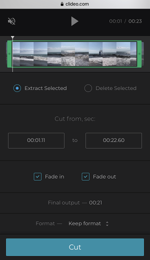 Fade in Vimeo video before saving on iPhone