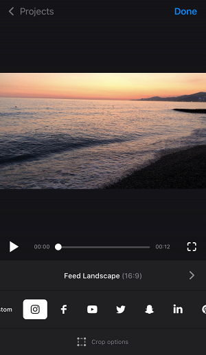 Pick social media preset in Crop Video App