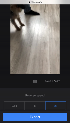 Reverse Snapchat video with Clideo