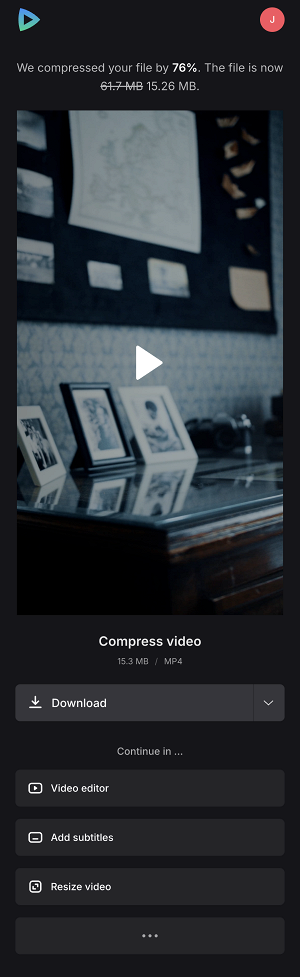 Save compressed video to iPhone Download the compressed video back to iPhone
