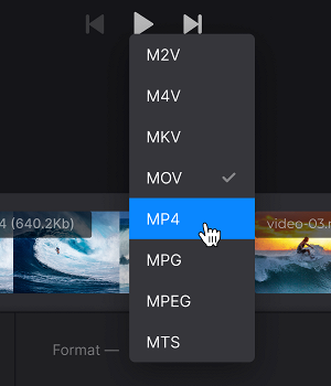 Change format for video with nusic Select format for video clip with background nusic