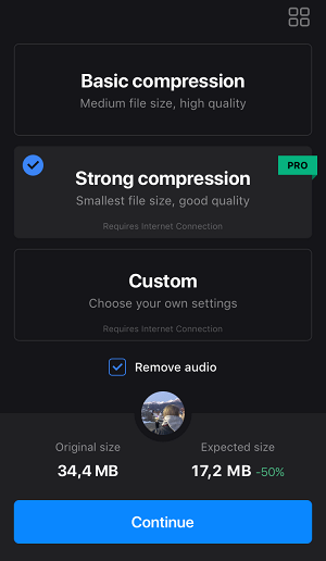 Pick Strong in video compression app