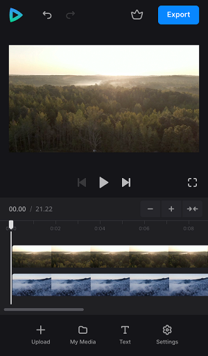 Timeline with split screen video elements