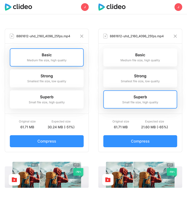 Select preset for iPhone video to compress Compress iPhone video presets