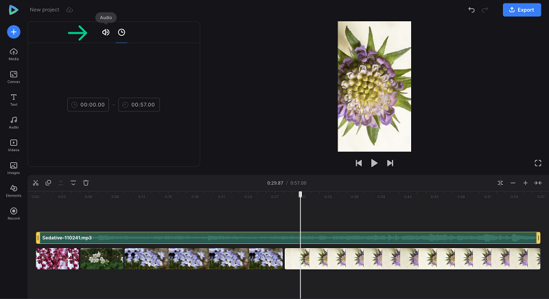 Upload audio to add to the video for Instagram