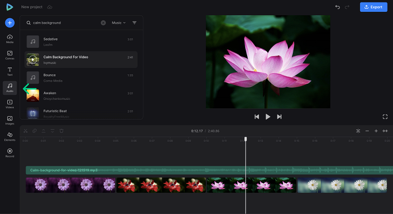 Upload file to make music video