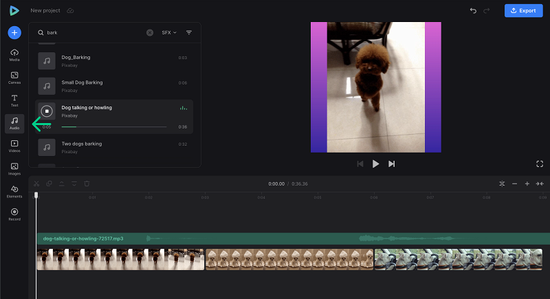 Add audio in video from GIFs