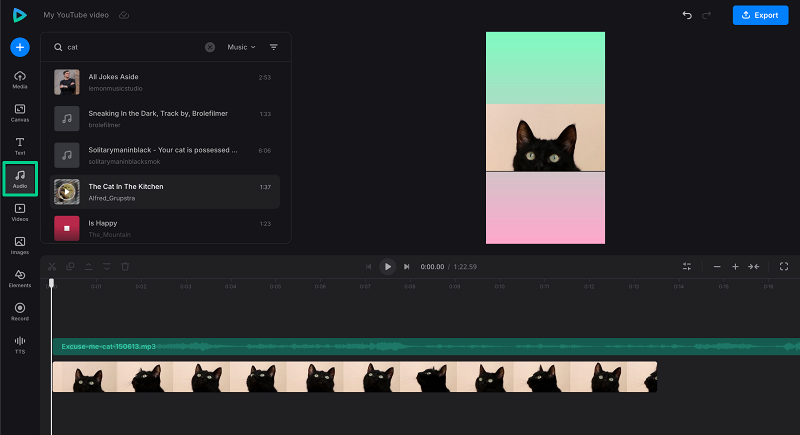 Add audio to YouTube video