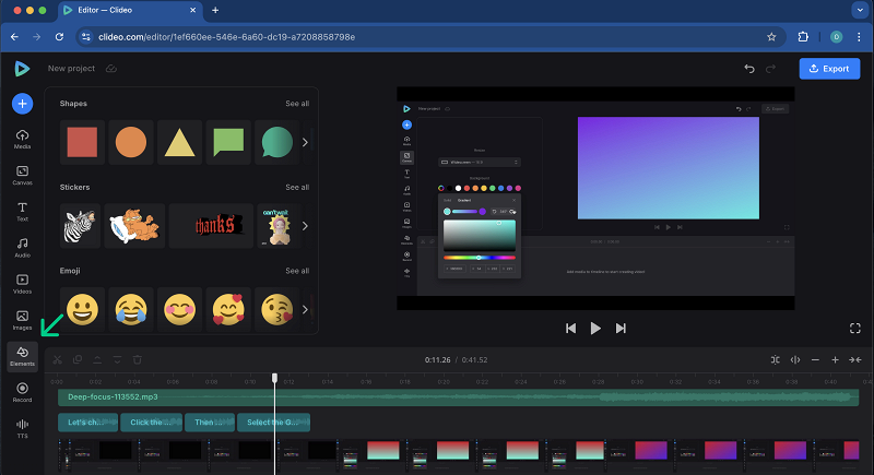 Add elements to video tutorial