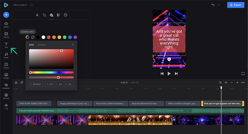 Add karaoke text Add karaoke captions