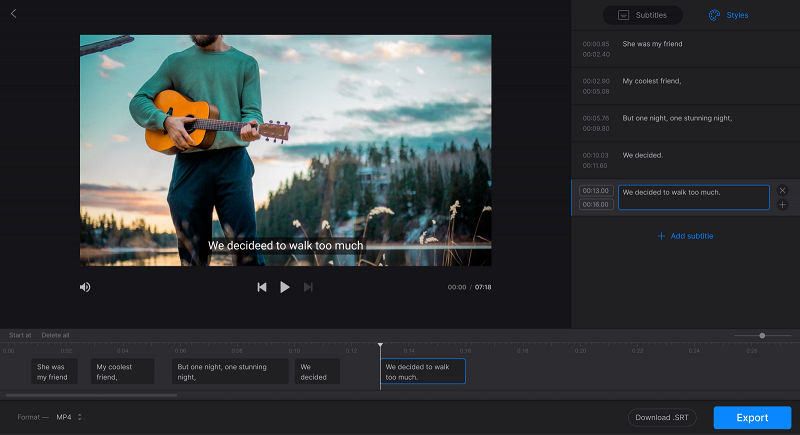 Add lyrics to video