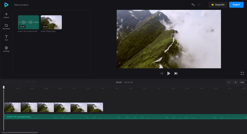 Create project with drone video and music Add music to drone video project