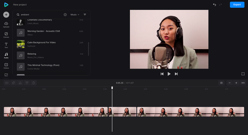 Add music to review video