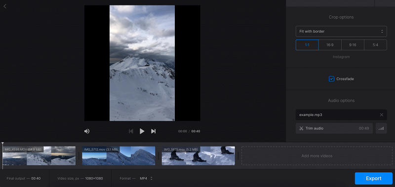 Add audio to video mashup