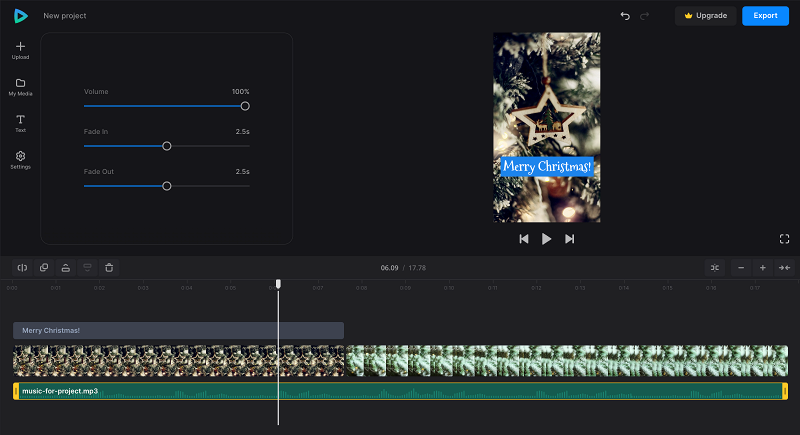 Add sound to video with Happy New Year fonts Add music to video with Christmas font
