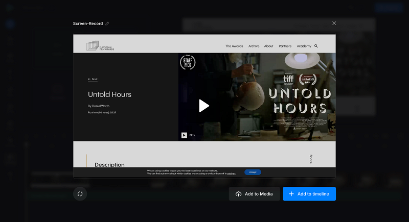 Add screen recording with audio to project