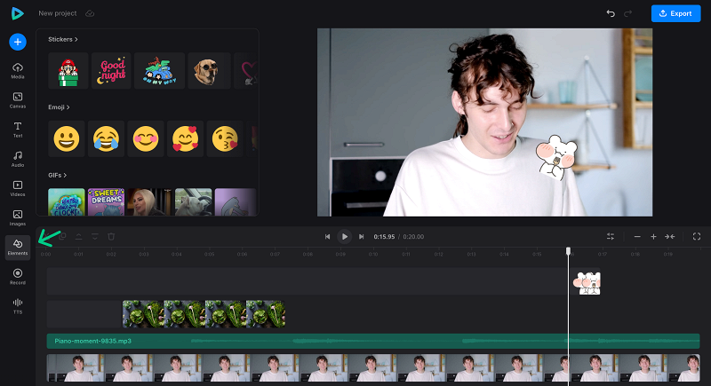 Elements for head video Add stickers to talking head video