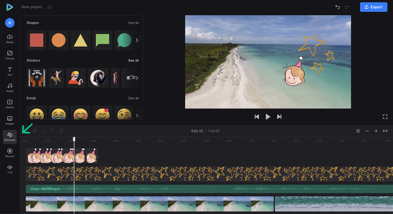 Add stickers to the created YouTube video