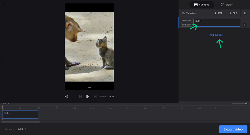 Add subtitles to your video manually