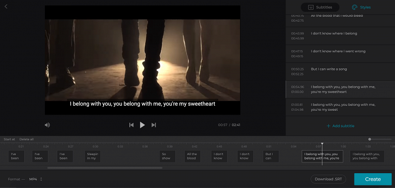 Put subtitles on YouTube video one by one