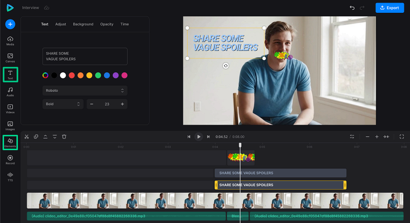 Add text to video with replaced audio
