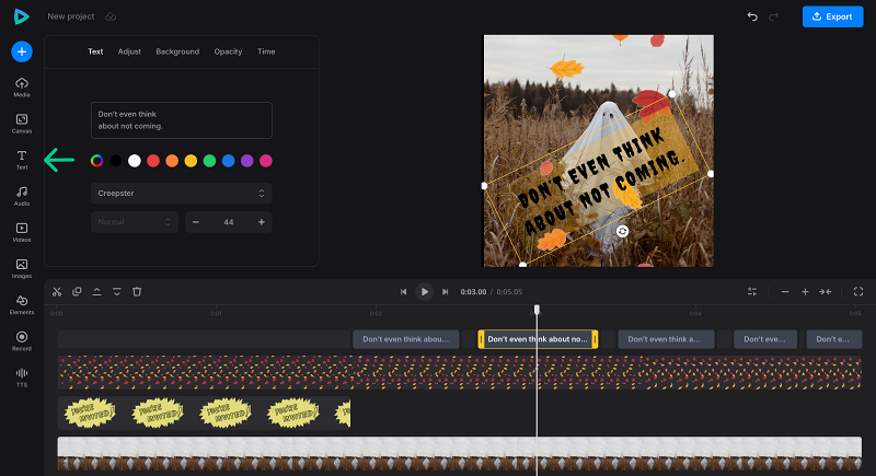 Add text to a Halloween gif party invitation