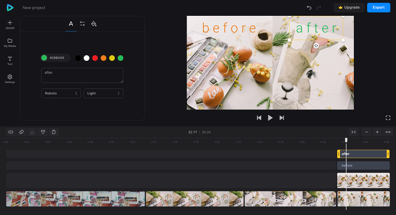 Add text to before and after video