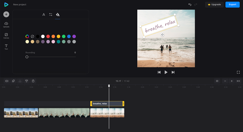 Add text to combined photos and videos