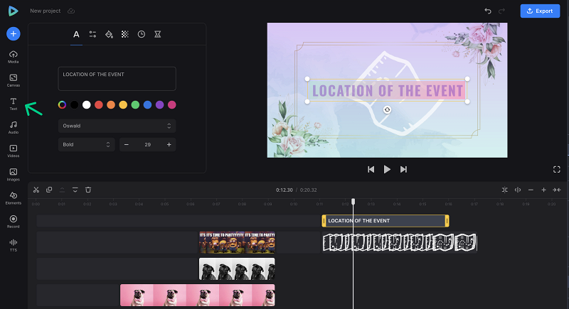 Add text to create an invitation video