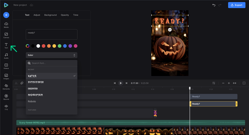 Add text to Halloween video