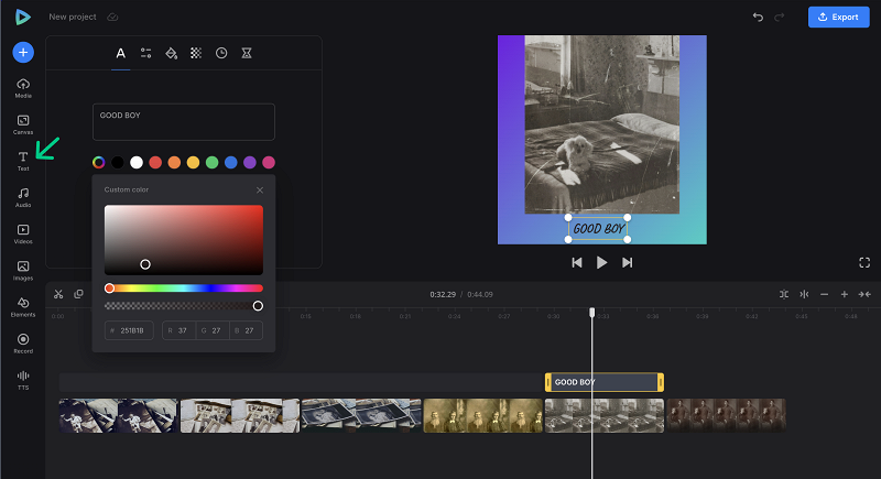 Add captions to video from still images Add text to image to video sequence