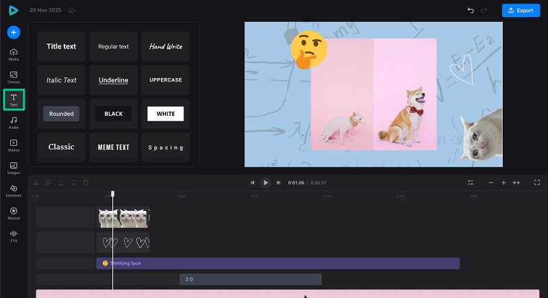 Add text to side-by-side video