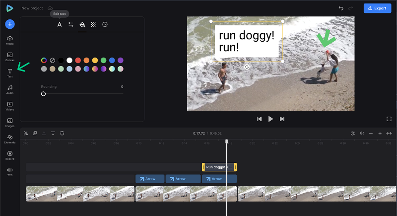 Add text to video with arrow overlay