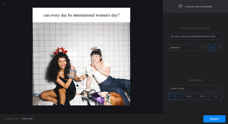 Add text to Women's Day meme
