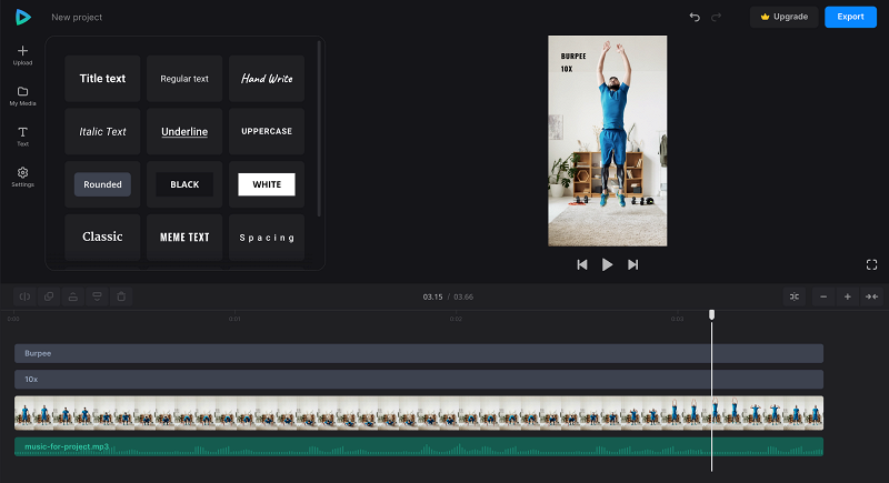 Add text to workout video