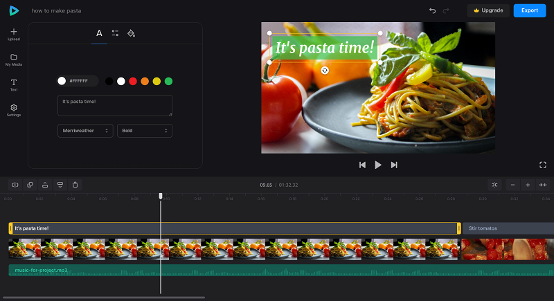 Add texts to cooking videos