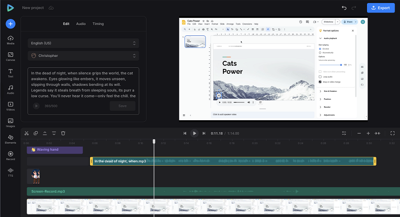 Add tts to Google Slides presentation with voice over