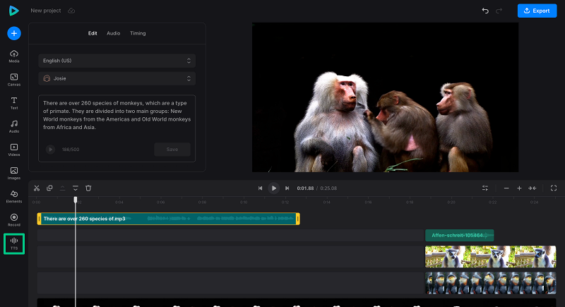 Add tts to video on top of video