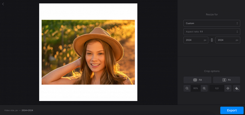 Adjust aspect ratio or resolution online