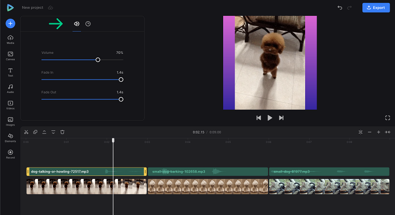Adjust audio in video from GIFs