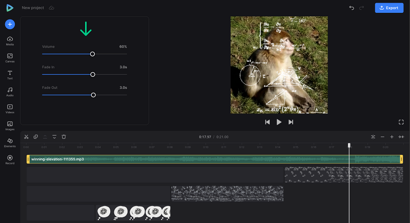 Adjust audio in video meme maker