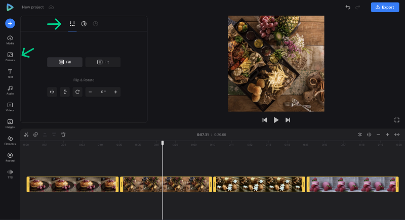 Change canvas of video made from photos