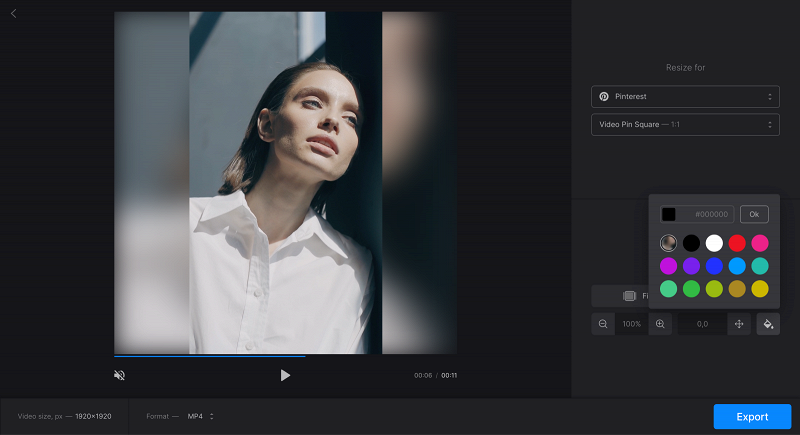 Adjust color for Pinterest video pin size
